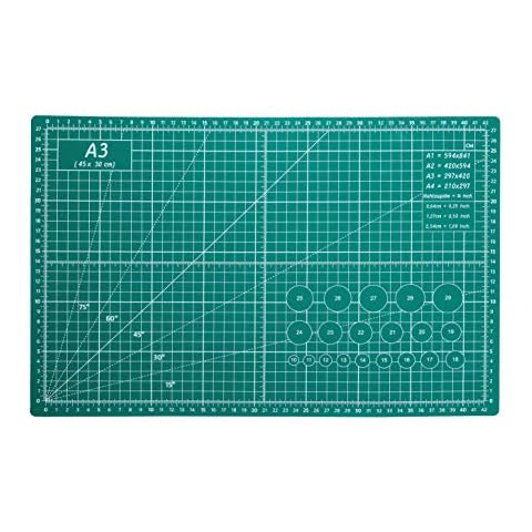 TCAIRG Self Healing Cutting Mat 18 inchx12 inch Non-Slip PVC Double Sided 5-Ply A3 Art Craft Rotating Mat, Rotary for Quilting, Sewing Crafts Hobby Fabric Precision Scrapbooking Project -GREEN Cover