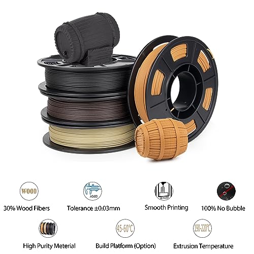 Isanmate PLA175-WOOD-4COLOR 3D Printer Filament Bundle, Pla Filament Wood Filament thumb #3