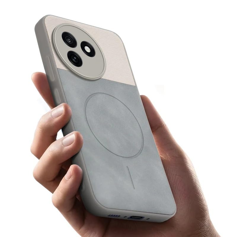 Image of Bintage Mac Safe Design Hard Slim Back Case | Soft Border Camera Protect | Dual PU Leather Finish Back Cover Compatible for Vivo Y39 5G - White & Grey