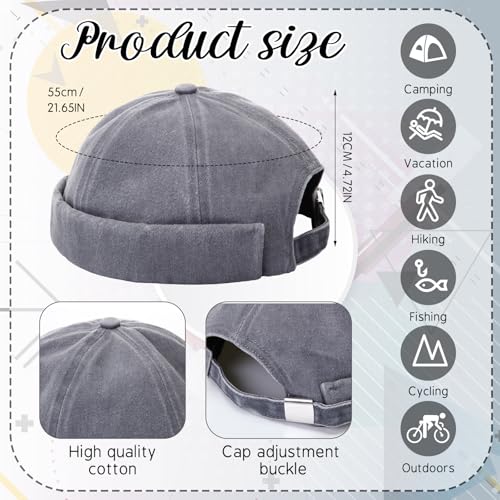 Image of SATINIOR 2 Pieces Brimless Hats for Men Adjustable Docker Cap Casual No Brim Hat Rolled Cuff Sailor Skullcap