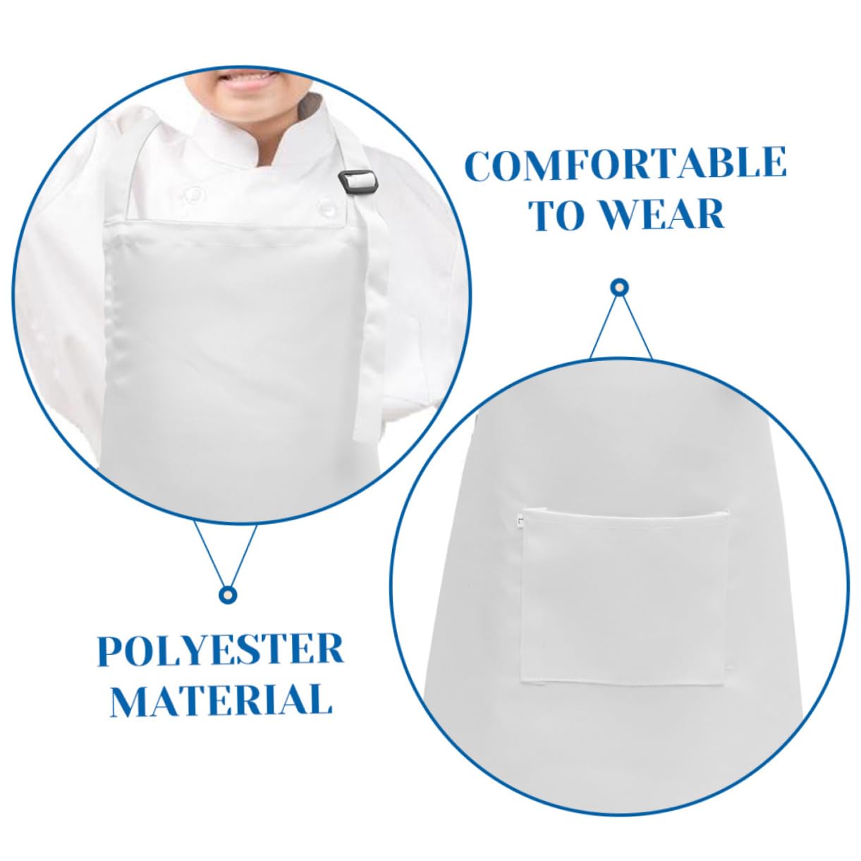 Delantal de Dibujo para Niños, Ajustable y Reutilizable, Poliéster Blanco, 5 Piezas, Adecuado para Pintura y Manualidades, 8-12 Años