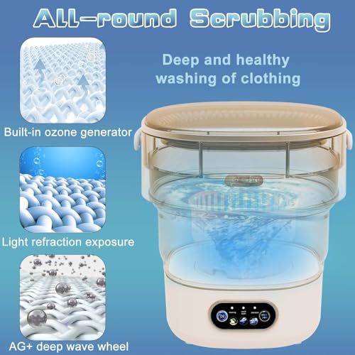 Portable Washing Machine, 15L Updated Portable Small Washing Machine with Spin, Mini Washer and Dryer in for Travel,Baby Clothes, Socks - Image 3