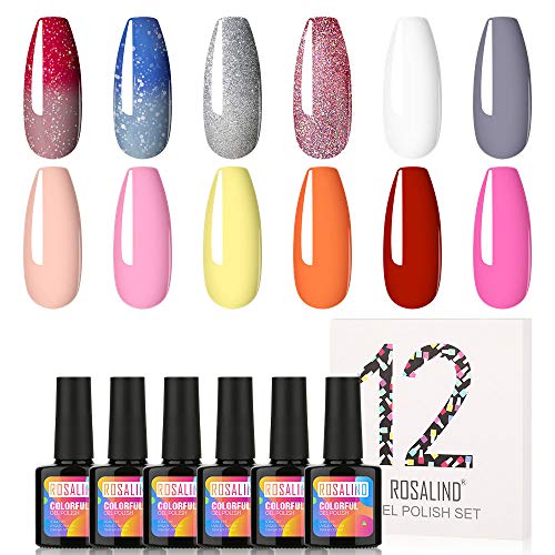 12pcs Gel Nail Polish Kit Spring into Summer Collection Gel Nail Polish Set for UV Light, UV Soak Off Gel Nail Polish Starter Kit with Gift Box Weekend Getaway Nail Art (0.33oz/Bottle)
