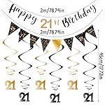 21st Birthday Decorations Kit, Complete Party Decor Set for Ceiling and Wall, Includes Banner and Streamers for Milestone Celebrations, Ideal for Photo Backdrops and Outdoor Events - Image 2