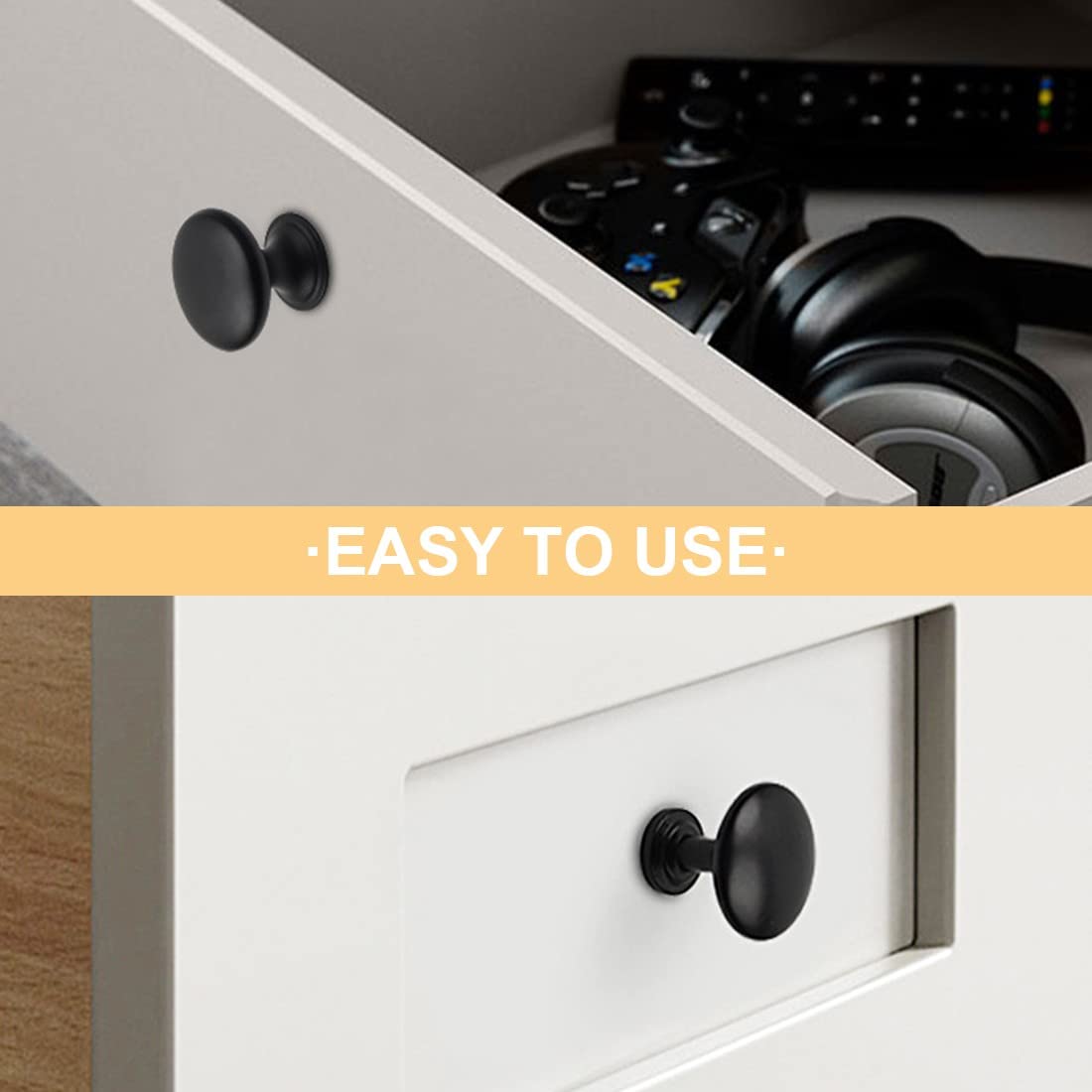 6 Pomelli Per Mobili Neri - Maniglie In Metallo 25x20mm Per Armadi E Cassetti - Foto 4