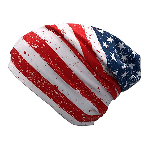 Hjklone American Us Flag Beanie Skull Cap Soft Slouchy Beanie Hip Hop Sleep Cap Running Hat For Mens Womens #TOP1