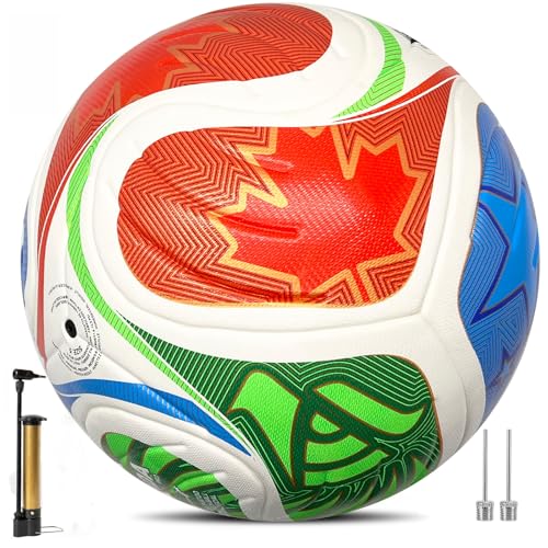 Fxznacbh Soccer Ball Size 5,Waterproof PU Leather,Seamless Surface,Official Match Ball, Soccer Balls Training,with Pump & Needles