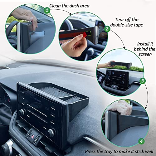 TOPINSTALL Dash Center Console Tray Compatible with 2019-2025 Toyota Rav4 8'' Screen, Dashboard Storage Organizer Solid Plastic Tissue Sunglasses Holder (Not for New 10.5'' Multimedia Display)