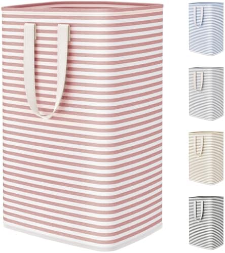 Lifewit 75L Wäschekorb, faltbarer Wäschesammler mit Griffen, Rosa | Große selbststehende Wäschebox und Wäschesack als Schmutzwäschebehälter für Bad, Schlafzimmer und Waschküche
