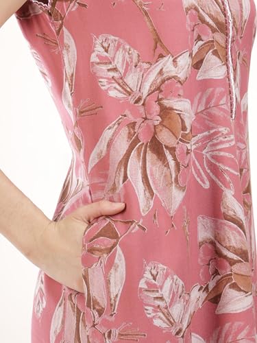 Image of 9shines Label Alpine Sleeveless Nighty | All Over Print Maxi for Women | Night wear for Women | Full Length Night Gown for Women | Night Dress for Women Stylish (Alpine Sleeveless 24)