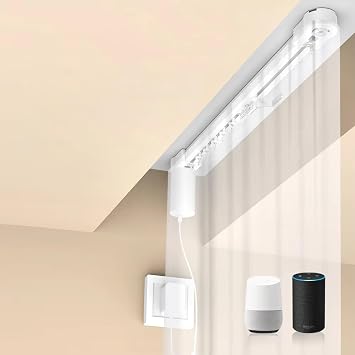 Matter over WiFi Hidden Smart Curtain Motor Track Kit, Silent Electric Curtain Rods 1.8N.m, Automatic Curtain Opener Compatible with HomeKit/Alexa/Google/SmartThings 3 meters 118.1 inches