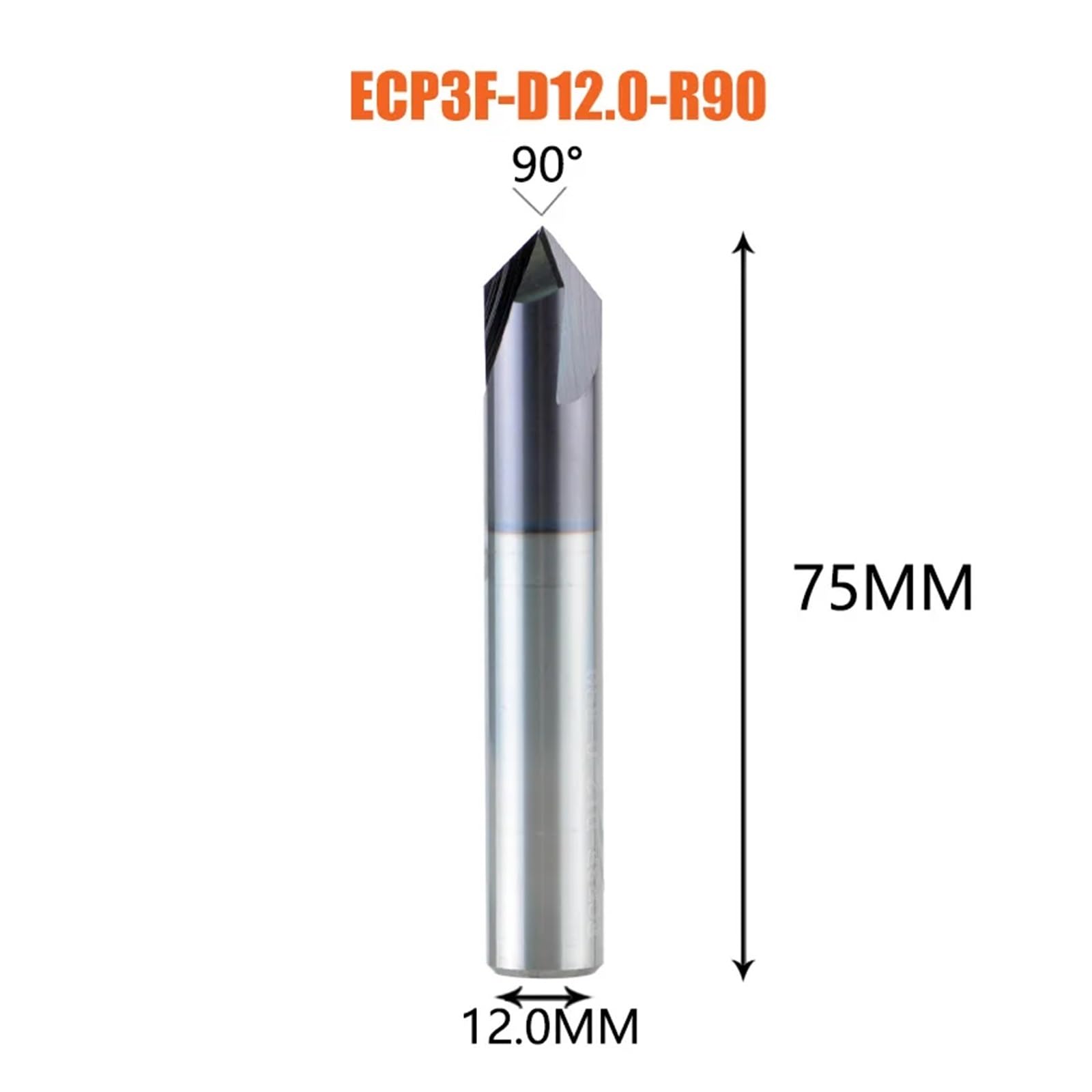 Juego de Brocas avellanadas for redondear Esquinas, Fresas Biselado 3 a 12 mm, for desbarbar Madera y Metal(1PC-ECP3F-D12.0-R90)