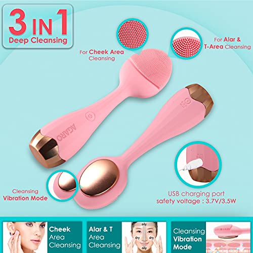 AGARO CM2109 Sonic Facial Cleansing Massager, Smart Facial Cleansing Device with Silicone Brush & Anti-Aging Massager - Waterproof â Sonic Glow Vibration Technology - Lift, Firm, and Tone Skin on Face and Body. - Image 6