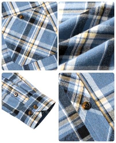 Plaid Mens Flannel Shirts Long Sleeve Dress Shirts for Men Casual Button Down Big and Tall Button Up Shirt4