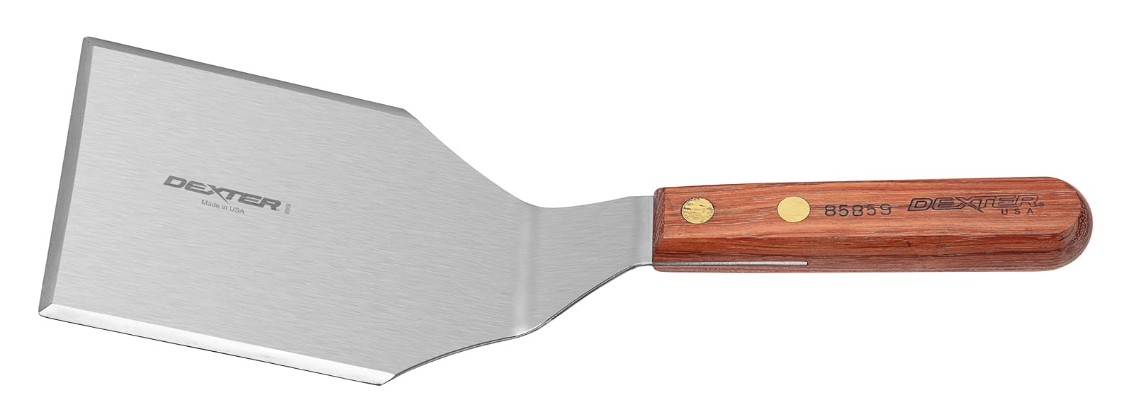 85859PCP Traditional 19780 Hamburger Turner, 5" x 4" Heavy Stainless Steel Offset Blade, Balanced Rosewood Handle, Professional Grill Flipper, Commercial Kitchen Turner Made in USA