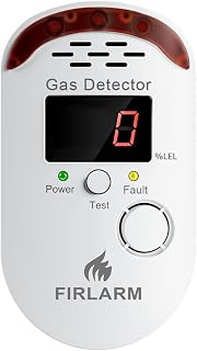 FirlarmDetector Plug-in Gas Leak Detector for Home - Natural Gas, Propane, Methane, LPG Alarm with LED Display, 85dB Alert for Kitchen, RV, Garage