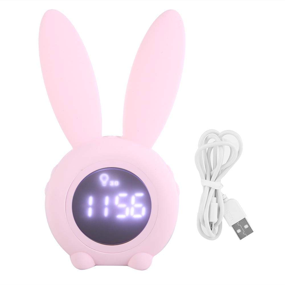 Fdit Multifunktions Cartoon Kaninchen LED Bildschirm Timing Alarm Temperatur Tischuhr MEHRWEG VERPACKUNG(Rosa)