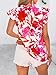 PRETTYGARDEN Women's Ruffle Short Sleeve Summer Tops 2026 Spring Trendy Floral Trim Neck Casual Dressy Chiffon Boho Blouses Cami Shirts (White Red Flower,L)