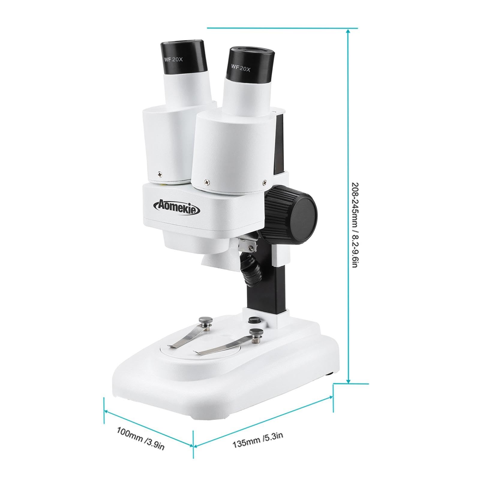 Stéréoscope Instrument Scientifique Binoculaire pour Observation de Spécimens Volumineux Éclairage Double Source Platine Contrastée Idéal pour Étudian, Blanc