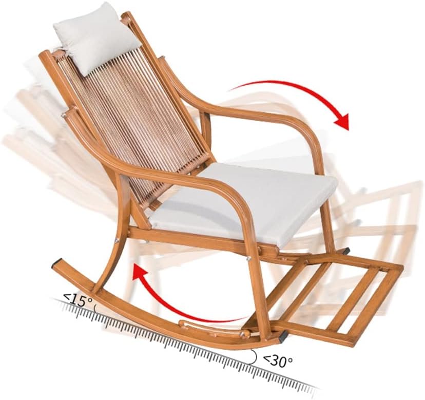 LSLYTQ Patio Rocking Chairs, Outdoor Solid Wood Loung, and Patio air, Easy Assembly, Wood Rocking Chair