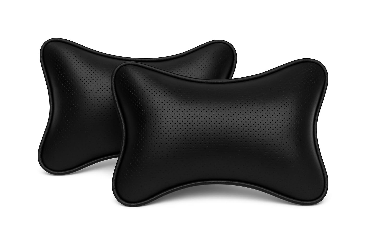 FAMEXON Leather Car Neck Rest Pillow, 100% Micro Foam Car Pillow for Comfortable Rides, Superior Neck Support Cushion, Relieves Neck Pain Pack of 2 Pieces (Black)-image-10
