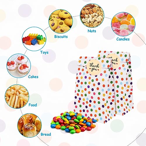 Miniatura 5 de Flintronic 25pcs Bolsa De Regalo, Bolsa De Papel Ondulado, Con Lindas Pegatinas, Bolsas De Fiesta Para Fiestas Infantiles, Cumpleaños, Navidad Lunares