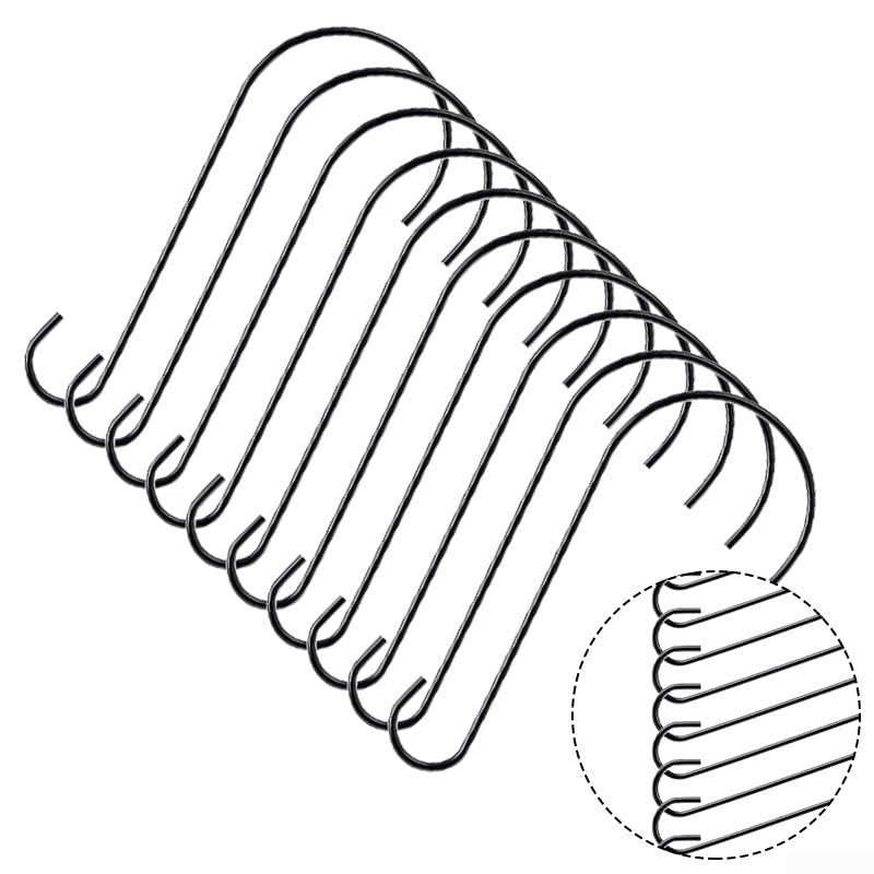 Lot de 10 crochets pour panier de fleurs d'extérieur pour suspendre des plantes, des décorations de jardin et des mangeoires à oiseaux en fer pour terrasse, balcon (noir)
