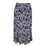 Kiran Fashion Falda Godet con estampado floral para mujer, longitud a la pantorrilla, panel acampanado y elástico, Floral Rosado, 48