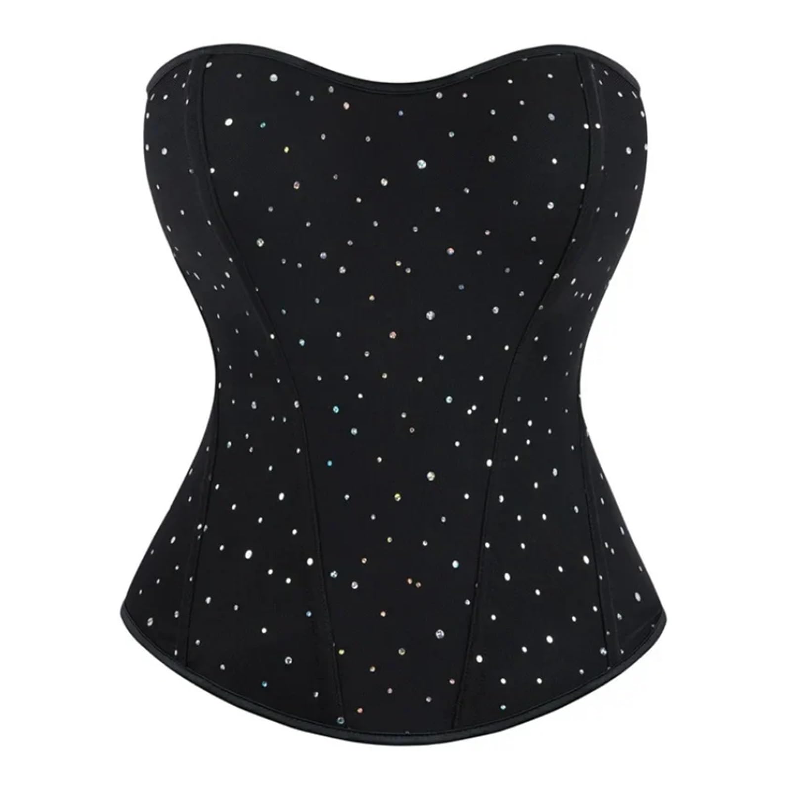FGUJSUR Corset Top Plus Size Women Bustier Overbust Zipper Push Up Corselet Rhinestone(XL)