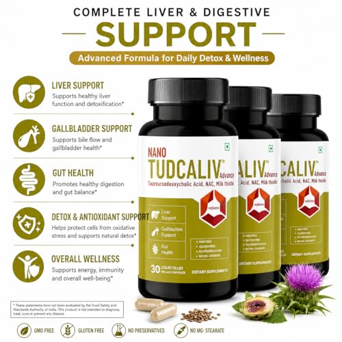 Image of Tudca Advance Liver Detox & Gut Health | Milk Thistle, NAC & TUDCA | Supports Fatty Liver, Digestive Health & Detoxification - 90 Vegan Liquid Capsules (Pack Of 3)