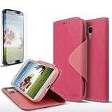 Cellto Samsung Galaxy S4 Premium Wallet Case [Slim Ultra Fit] [Smooth Pink] Diary Cover/w ID Pocket for Galaxy S IV Galaxy SIV i9500 [Made in Korea] + 1 Premium Cellto Clear Screen Protector