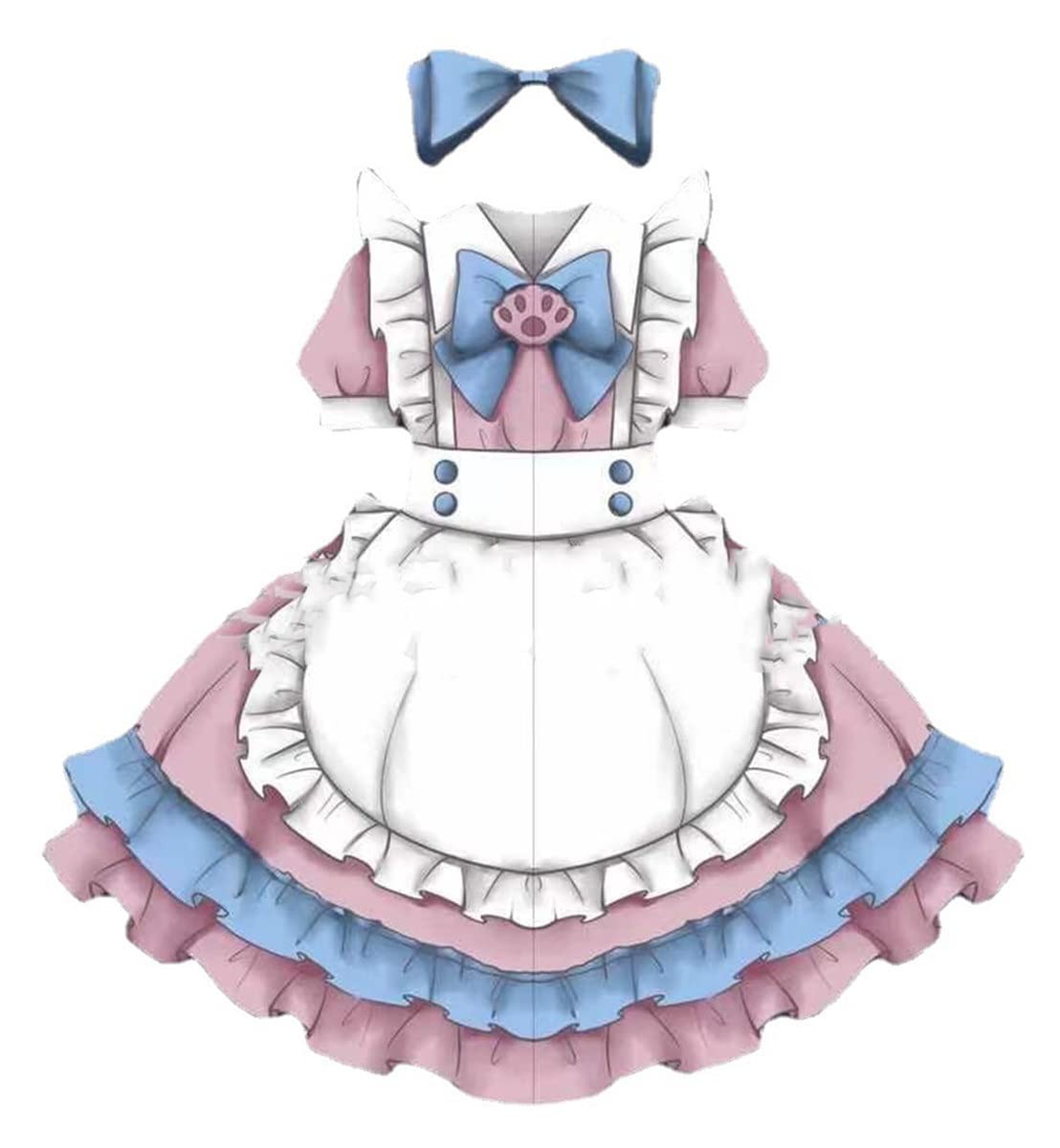 Robe Lolita Kawaii Fille Gothique Cosplay Taille Haute et Dentelle Vintage Rose M