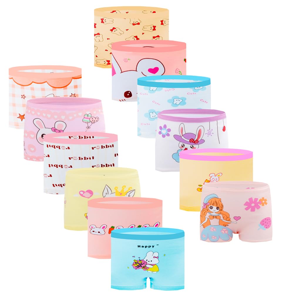 JackLoveBriefs Boxershorts aus Baumwolle Unterwäsche für Mädchen 12 Pack (2-9 Jahre)
