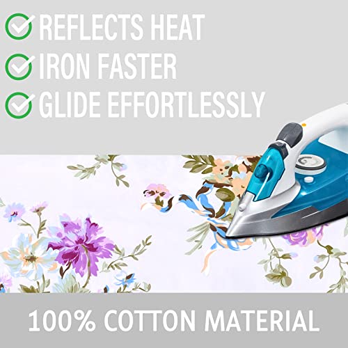 Image of Ironing Board Cover and Pad 15x54 Inch Standard Ironing Board Cover with Elastic Edge and Hook and Loop Fasteners Scorch and Stain Resistant Cotton Ironing Covers