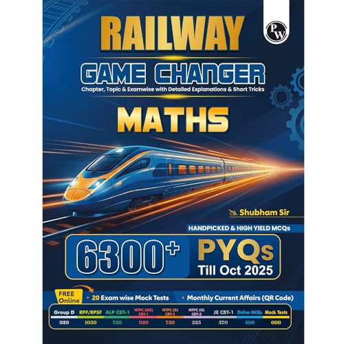 Image of PW Railway Game Changer Maths by Shubham Sir | 6300+ TCS MCQs for 2026 Exams | Chapter, Topic & Exam-wise Solved PYQs | RRB Group D, NTPC Grad & UG, RPF, ALP CBT-1, JE CBT-1 | RRB Group D Book 2026