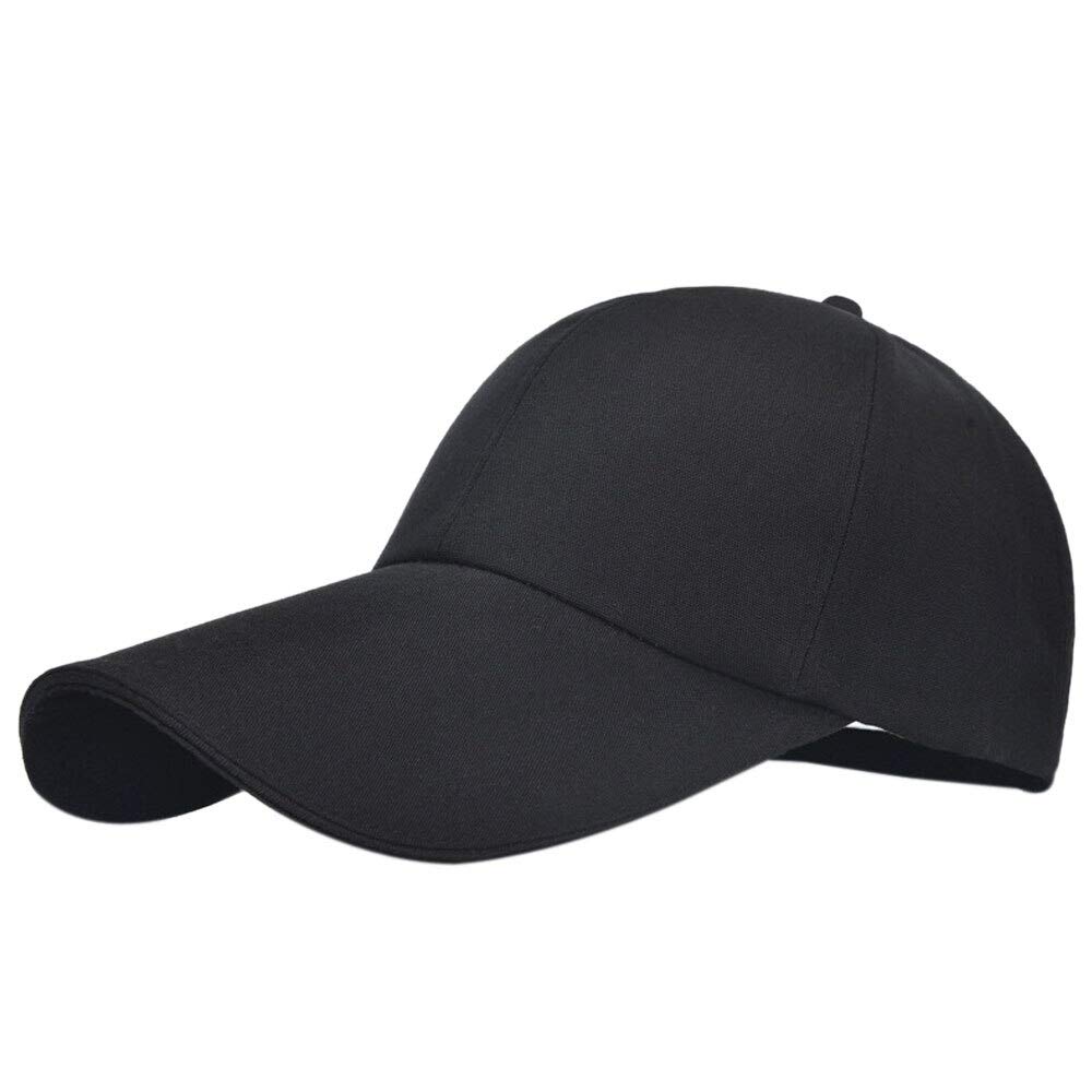 Kangqifen Unisex Baseball Cap Plain Blank Long Brim Trucker Hats Canvas Dad Hat Sun Visor Adjustable Black