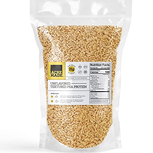 Acremade Textured Pea Protein, Unflavored Meatless Crumbles, Equals 15 Lbs Ground Beef, Soy Free, Shelf-Stable, Gluten Free, 21G Of Protein, Plant-Based Vegan Meat Substitute Made From Peas, 5 Lb Bag #TOP26