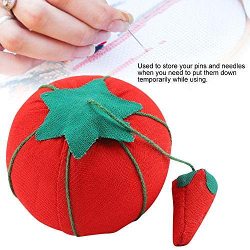 Qiilu Needle Cushion Needle Cushion Cloth Red 2Pcs Set Cute Tomato Ball Shape Needle Pincushion Pin Cushion Holder Needlework Accessory #TOP5