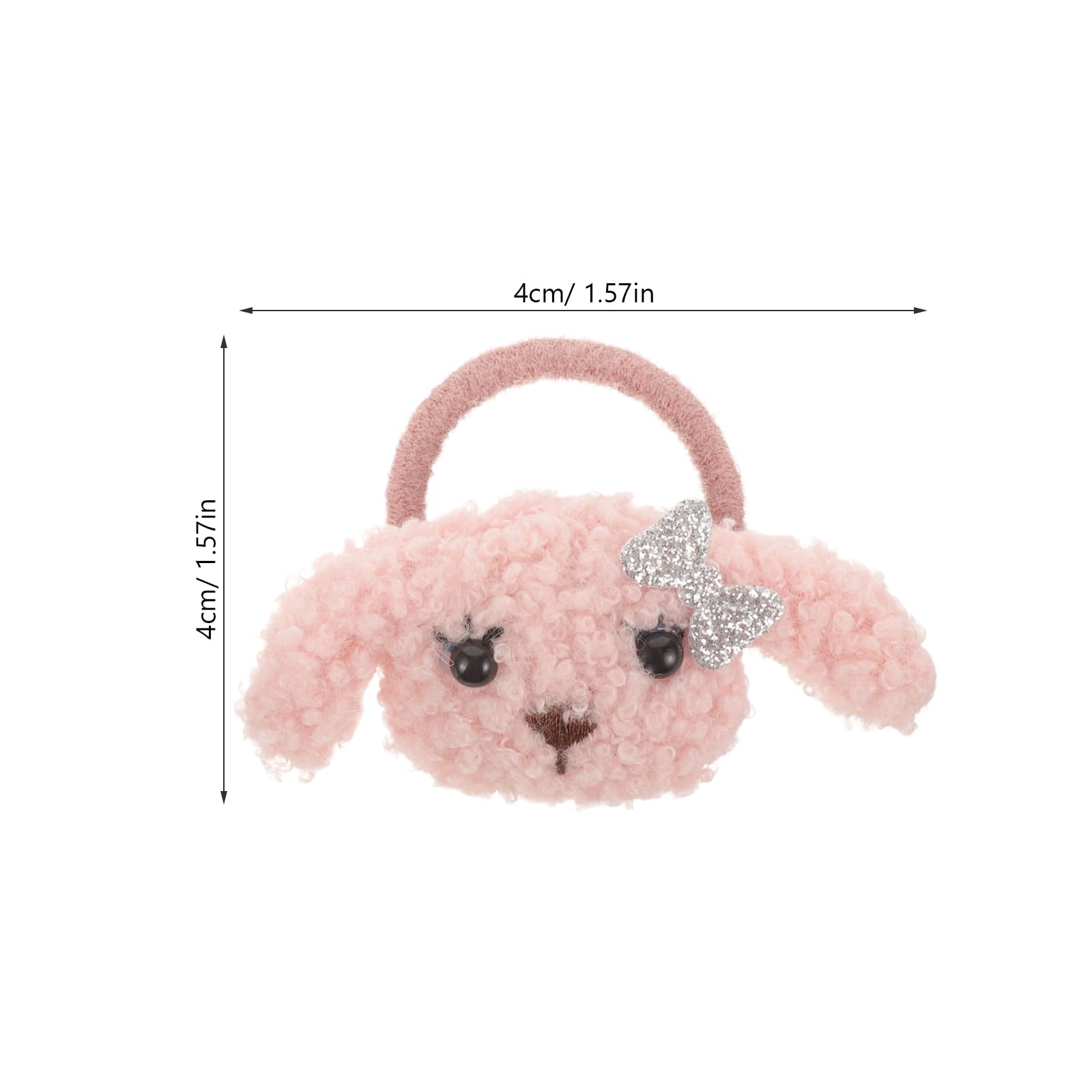 LOGOFUN 4pcs Plush Puppy Hair Ties Stuffed Dog Hair Band Cute Puppy Hair Scrunchies Dog Hair Accessories for Pet Supplies - Pink+White
