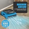XPOWER PL-700A 1/3HP 1050 CFM Air Mover Sealed Motor Low Profile Carpet Dryer Air Blower Build-In GFCI Power Outlets & Hour Meter Dryer Floor Fan