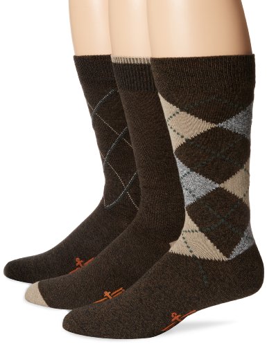 Dockers Men's 3 Pairs Metro Argyle Crew Sock, Brown, Shoe Size: 6-12