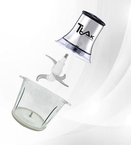 Miniatura 2 de TtAk HOUSEWARE Picadora eléctrica con cuenco de vidrio picadora de alimentos con motor eléctrico de 3 litros, 300 W, procesador de alimentos de