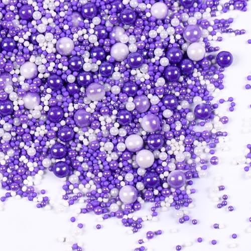 Purple Sprinkles for Cake Decorating, Pearl Sprinkles, Edible Pearls, Cake Pearls for Baby Showers, Weddings, Birthdays, Gender Reveal, Halloween(120g/4.23oz)