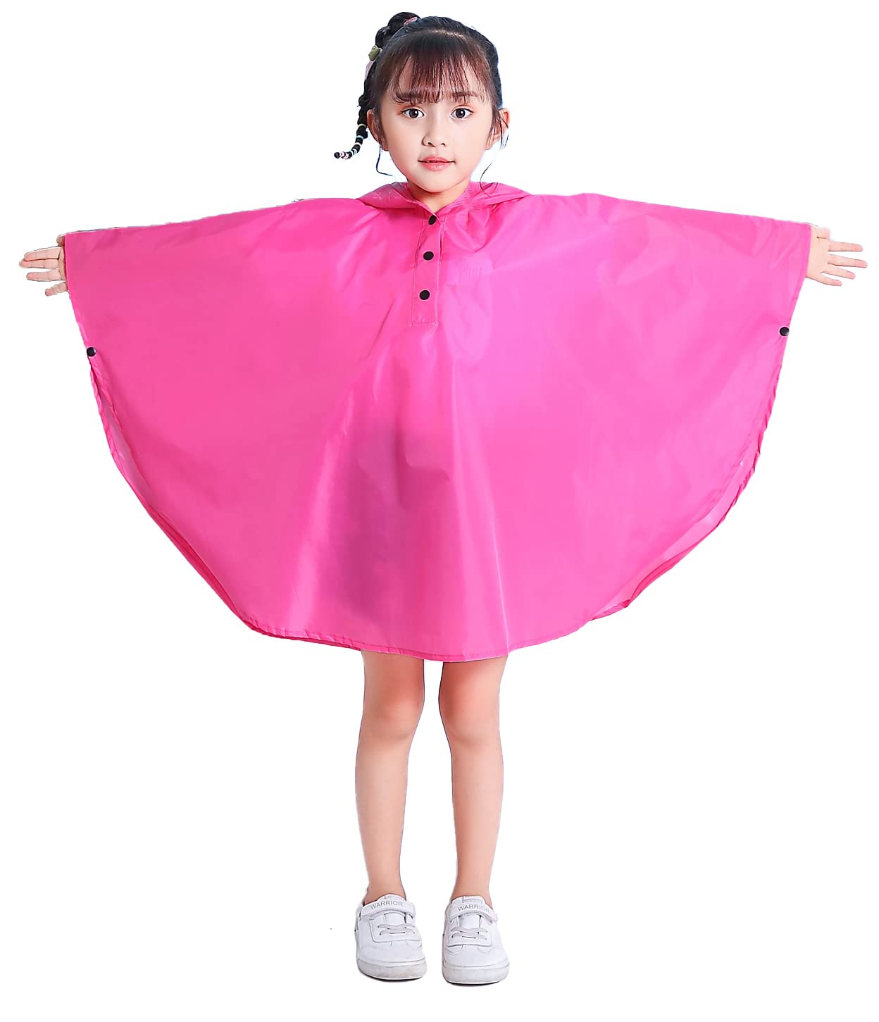 Kids Rain Poncho Hooded Waterproof Raincoat for Boys Girls