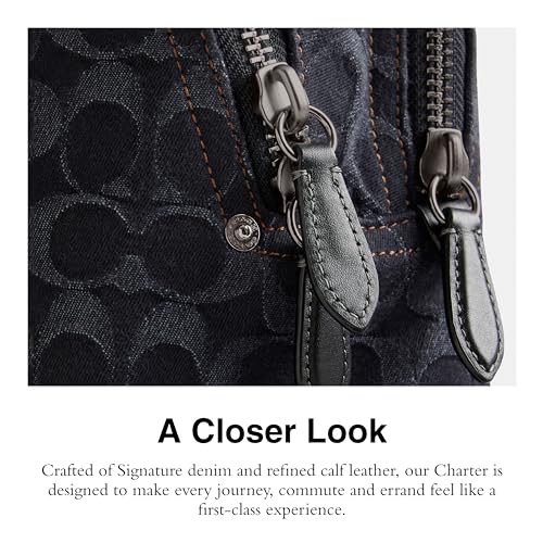 Image of Coach Men's Charter Backpack in Signature Denim, Black Denim
