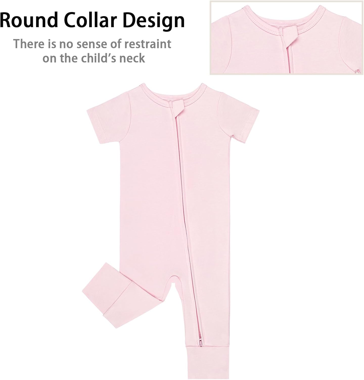 GUISBY Footless Short Sleeve Baby Pajamas with Zipper Cotton Infant Sleepwear - Image 3