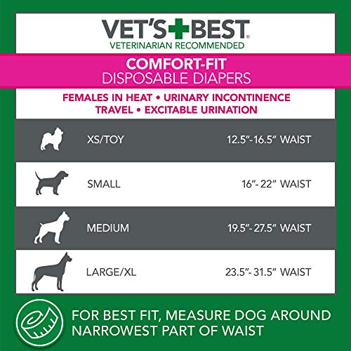 Vet's Best Comfort Fit Dog Diapers Disposable Female Dog Diapers