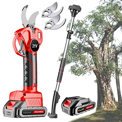 Sladdlös bärbar elektrisk beskärningssax med 2/3 pack 21V litiumbatteri,Bypass grenbeskärningssaxar förlängningsstång sekatör 35mm (Color : 2 Battery, Size : 3 blade)