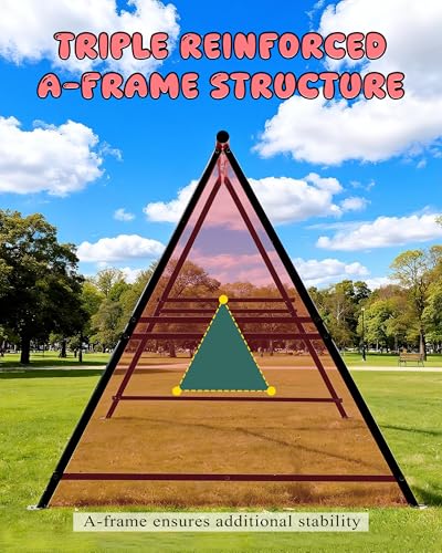 Porch Swing Stand Frame for Both Kids and Adults,440Lbs Heavy-Duty Metal A-Frame for Swing Sets for Backyard (Frame Only) (Red)