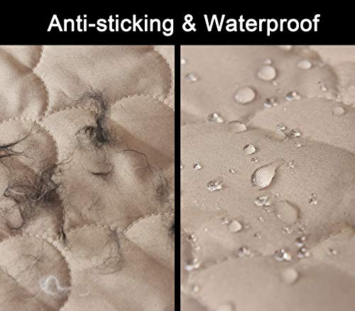 Chhkon Slipcovers For Furniture Sofa Cover With Side Pockets 100% Waterproof Quilted Furniture Protector Sofa Slipcover For Dogs Pets And Leather Couch (Beige, 68'') #TOP4